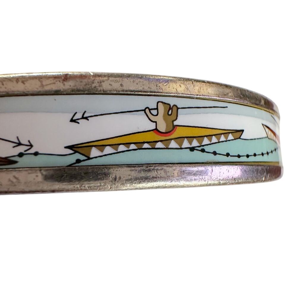 HERMES Enamel Printed Narrow Canoe Pattern Bracelet - Picture 9 of 16